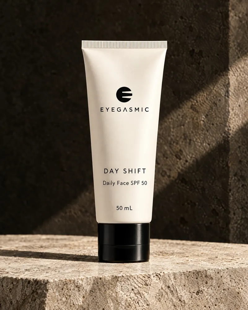 Concept render: Day Shift, Daily Face SPF 50, from EYEGASMIC FACE.